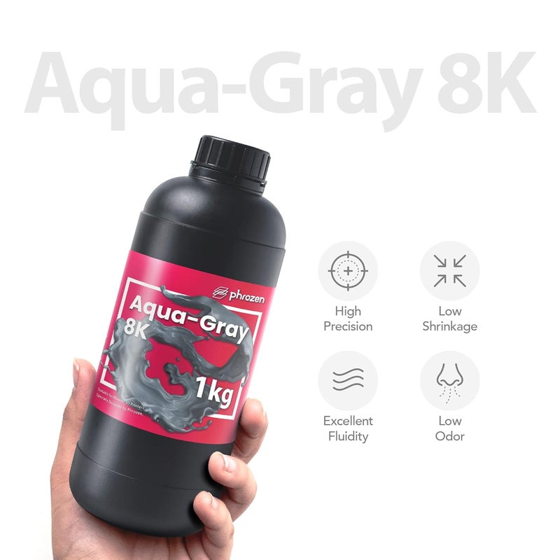 Phrozen Aqua Gray 8K 3D Printing Resin, Designed to Showcase Highly Detailed 3D Models & Works Best with 8K 3D LCD Printers (1KG) - Image 2